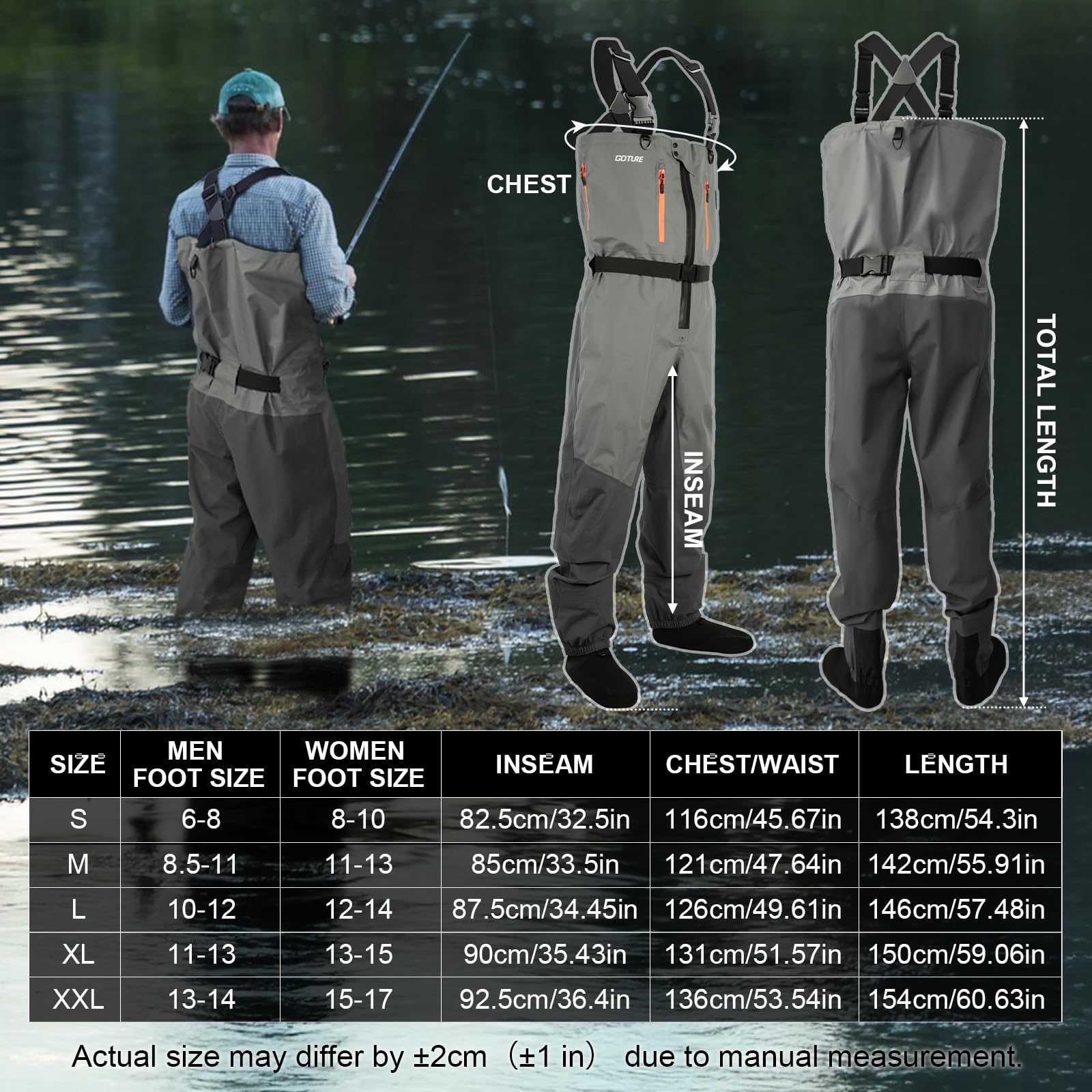 Goture-gabardinas de pesca con - Fishing Waders reseña y precio