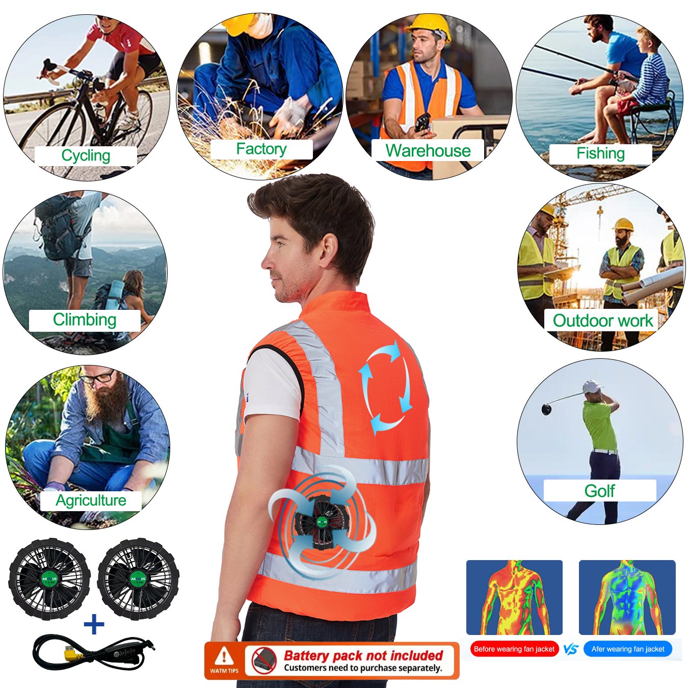 AKOOUS Chaleco Refrigerante co - Fishing Jacket Waterproof reseña y precio
