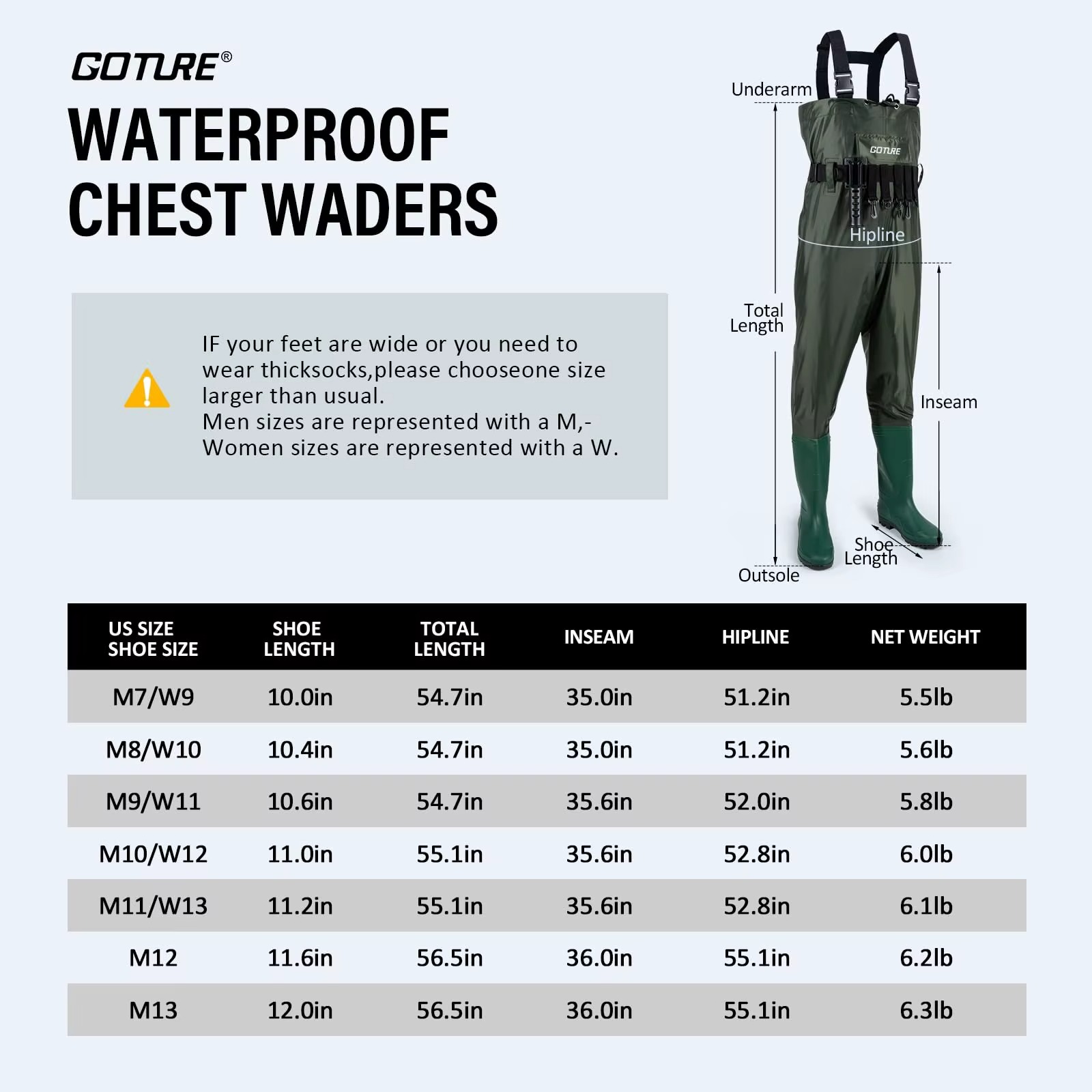 Goture - Vadeador de pecho lig - Fishing Waders reseña y precio